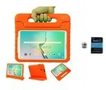 Ficha técnica e caractérísticas do produto Kit Capa Case Protetor Infantil Anti-Choque/Impacto Galaxy Tab a P550/P555/P580 9,7" + Película de Vidro BD NET (Laranja)