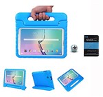 Ficha técnica e caractérísticas do produto Kit Capa Case Protetor Infantil Anti-Choque/Impacto Galaxy Tab e T560/T561 9,6 + Película de Vidro (Azul)