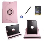 Ficha técnica e caractérísticas do produto Kit Capa Para Galaxy Tab A 8.0 P350/P355 Giratória 360 + Película De Vidro + Caneta Touch (Rosa)