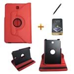 Ficha técnica e caractérísticas do produto Kit Capa para Galaxy Tab a 8.0 P350/P355 Giratória 360 + Película de Vidro + Caneta Touch (Vermelho)