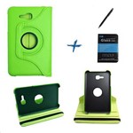 Ficha técnica e caractérísticas do produto Kit Capa para Galaxy Tab e 7" T113/T115 Giratória 360 + Película de Vidro + Caneta Touch (Verde)