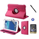 Ficha técnica e caractérísticas do produto Kit Capa para Galaxy Tab e 7" T113/T115 Giratória 360 + Película de Vidro + Caneta Touch (Rosa)