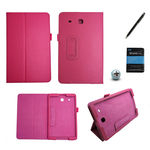 Ficha técnica e caractérísticas do produto Kit Capa para Galaxy Tab E 9.6 T560/T561 Carteira + Película de Vidro + Caneta Touch (Pink)
