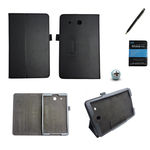 Ficha técnica e caractérísticas do produto Kit Capa Para Galaxy Tab E 9.6 T560/T561 Carteira + Película De Vidro + Caneta Touch (Preto)