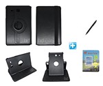 Ficha técnica e caractérísticas do produto Kit Capa Galaxy Tab e 9.6 T560/T561 Giratória Designer Coreano + Pel Vidro + Caneta Touch (Preto)