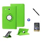 Ficha técnica e caractérísticas do produto Kit Capa para Galaxy Tab e 9.6 T560/T561 Giratória 360 + Película de Vidro + Caneta Touch (Verde)