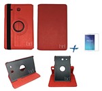 Ficha técnica e caractérísticas do produto Kit Capa para Galaxy Tab e 9.6 T560/T561 Giratória 360 + Película de Vidro + Caneta Touch (Vermelho)