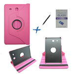 Ficha técnica e caractérísticas do produto Kit Capa para Galaxy Tab E 9.6 T560/T561 Giratória - BD NET + Película de Vidro + CAN Touch (Pink)