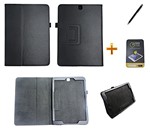 Ficha técnica e caractérísticas do produto Kit Capa para Galaxy Tab S2 9.7 T810/T815 Carteira + Película de Vidro + Caneta Touch (Preto)