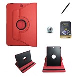 Ficha técnica e caractérísticas do produto Kit Capa para Galaxy Tab S2 9.7 T810/T815 Giratória 360 + Película de Vidro + Caneta Touch (Vermelho)