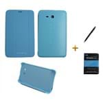 Ficha técnica e caractérísticas do produto Kit Capa Smart Book Case Galaxy Tab E - 7" T113/T115/T116 / Caneta Touch + Película De Vidro (Azul)