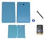 Ficha técnica e caractérísticas do produto Kit Capa Smart Book Galaxy Tab E - 9.6´ T560/T561 + Película De Vidro + Caneta Touch (Azul)