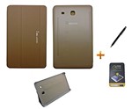 Ficha técnica e caractérísticas do produto Kit Capa Smart Book Galaxy Tab E - 9.6´ T560/T561 + Película De Vidro + Caneta Touch (Marrom)