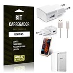 Ficha técnica e caractérísticas do produto Kit Carregador Lenovo K5 Película de Vidro + Capa Tpu + Carregador -Armyshield