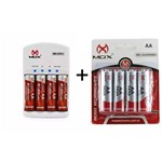 Kit Carregador Mox + 8 Pilhas Recarregáveis Mox Aa 2600 Mah
