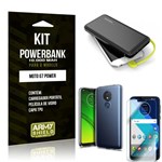 Ficha técnica e caractérísticas do produto Kit Carregador Portátil 10K Tipo C Moto G7 Power Powerbank + Capa + Película de Vidro - Armyshield