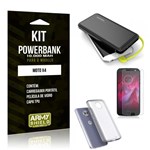 Ficha técnica e caractérísticas do produto Kit Carregador Portátil 10K Tipo C Moto X4 Powerbank + Capa + Película de Vidro - Armyshield