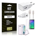 Ficha técnica e caractérísticas do produto Kit Carregador Samsung A7 Película de Vidro + Capa Tpu + Carregador -Armyshield