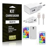 Ficha técnica e caractérísticas do produto Kit Carregador Samsung S5 Película de Vidro + Capa Tpu + Carregador -Armyshield