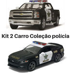 Ficha técnica e caractérísticas do produto Kit 2 Carrinho de Coleção Viatura Policial / Policia Mustang e Silverado Oferta