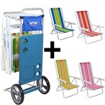 Ficha técnica e caractérísticas do produto Kit Carrinho de Praia + 4 Cadeiras Reclinavel Cores Sortida Mor