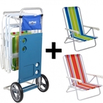 Ficha técnica e caractérísticas do produto Kit Carrinho de Praia + 2 Cadeiras de Praia Reclinavel Mor