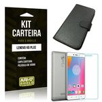 Ficha técnica e caractérísticas do produto Kit Carteira Lenovo K6 Plus Película de Vidro + Capa Carteira -Armyshield