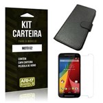 Ficha técnica e caractérísticas do produto Kit Carteira Motorola Moto G2 Película de Vidro + Capa Carteira -ArmyShield
