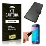 Ficha técnica e caractérísticas do produto Kit Carteira Samsung J1 Mini Película de Vidro + Capa Carteira -ArmyShield