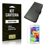 Ficha técnica e caractérísticas do produto Kit Carteira Samsung S5 Mini Película de Vidro + Capa Carteira -ArmyShield
