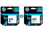 Ficha técnica e caractérísticas do produto Kit Cartucho HP 662 Preto e HP 662 Colorido Impressora HP 1516 2516 3516 3546 2546