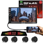 Ficha técnica e caractérísticas do produto Kit Central Multimídia Shutt Chicago Tv 7 Pol Bluetooth Tv Digital USB + Sensor Ré 4 Pontos Grafite