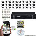 Kit Cftv 30 Câmeras Vhd 3130b 720p 3,6mm Dvr Intelbras Mhdx 1032 + Acessórios