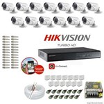 Ficha técnica e caractérísticas do produto Kit CFTV 13 Câmeras Hikvision DVR 16 Canais DS-7216 Acessórios