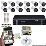 Kit Cftv 12 Câmeras Vhd 3130b 720p 3,6mm Dvr Intelbras Mhdx 1016 + Acessórios