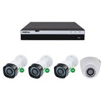 Ficha técnica e caractérísticas do produto Kit CFTV 1 DVR Stand Alone 04 Canais + 1 Câmera 2 Mega + 2 Câmeras 1 Mega - Intelbras