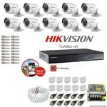 Kit Cftv 10 Câmeras Hikvision Dvr 16 Canais Ds-7216 Acessórios