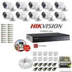 Ficha técnica e caractérísticas do produto Kit CFTV 10 Câmeras Hikvision DVR 16 Canais DS-7216 Acessórios