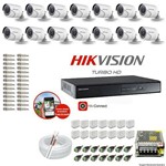 Kit Cftv 14 Câmeras Hikvision Dvr 16 Canais Ds-7216 Acessórios