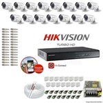 Ficha técnica e caractérísticas do produto Kit CFTV 15 Câmeras Hikvision DVR 16 Canais DS-7216 Acessórios