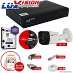 Ficha técnica e caractérísticas do produto Kit Cftv 16 Câmeras Luxvision 720p Dvr 16 Canais Luxvision ECD 5 em 1 + HD WDP 1TB