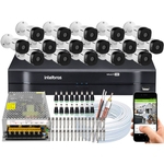 Ficha técnica e caractérísticas do produto Kit 16 Câmeras 1010b 1m Multi Hd Dvr Intelbras 1116 5x1 Sem HD