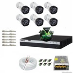 Kit Cftv 6 Câmeras VHD 1220B 1080P 3,6mm DVR Intelbras MHDX 3108 + ACESSORIOS