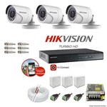 Ficha técnica e caractérísticas do produto Kit CFTV 3 Câmeras Hikvision DVR 4 Canais DS-7204 Acessórios