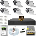 Ficha técnica e caractérísticas do produto Kit Cftv Hikvision 06 Câmeras Ds-2CE16C0T e Dvr de 08 Canais Ds-7208