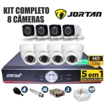 Ficha técnica e caractérísticas do produto Kit CFTV Jortan Completo 8 Câmeras AHD 720p DVR 8 Canais