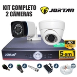 Ficha técnica e caractérísticas do produto Kit CFTV Jortan Completo 2 Câmeras AHD 720p DVR 4 Canais