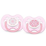 Kit Chupeta Contemporânea Bpa Free 0-6 Meses 2 Unidades Rosa