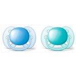 Ficha técnica e caractérísticas do produto Kit 2 Chupetas Ultra Soft Lisa Azul - 6 a 18 Meses - Philips Avent