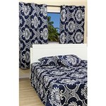 Ficha técnica e caractérísticas do produto Kit Colcha Solteiro Boutis Bali Azul com Porta-Travesseiro + Cortina 180x240cm - Casa & Conforto